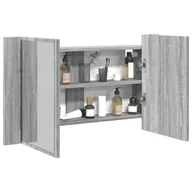 Szafki łazienkowe - vidaXL Szafka łazienkowa z lustrem i LED, szary dąb 80x12x45 cm, akryl - miniaturka - grafika 1