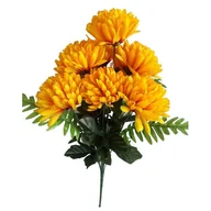 Sztuczne kwiaty - Sztuczna wiązanka Chryzantem, ciemnożółty,wysokość 58 cm - miniaturka - grafika 1