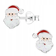 Biżuteria dla dzieci - Srebrne kolczyki Mikołaje na Święta dla dziewczynki sztyfty srebro 925 - miniaturka - grafika 1