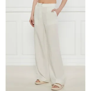 Calvin Klein Spodnie flare fit z dodatkiem lnu - Spodnie damskie - miniaturka - grafika 1