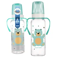 Butelki dla niemowląt - CANPOL BABIES BUTELKA WĄSKA Z UCHWYTEM 250ml CUTE ANIMALS +12m - miniaturka - grafika 1