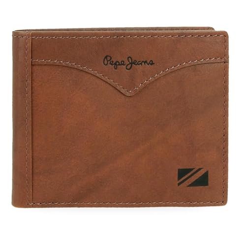Pepe Jeans Kurtka Portfel z uchwytem na karty Brązowy 11x8,5x1 cm Skóra by Joumma Bags, Brązowy brązowy, Talla única, Portfel na karty