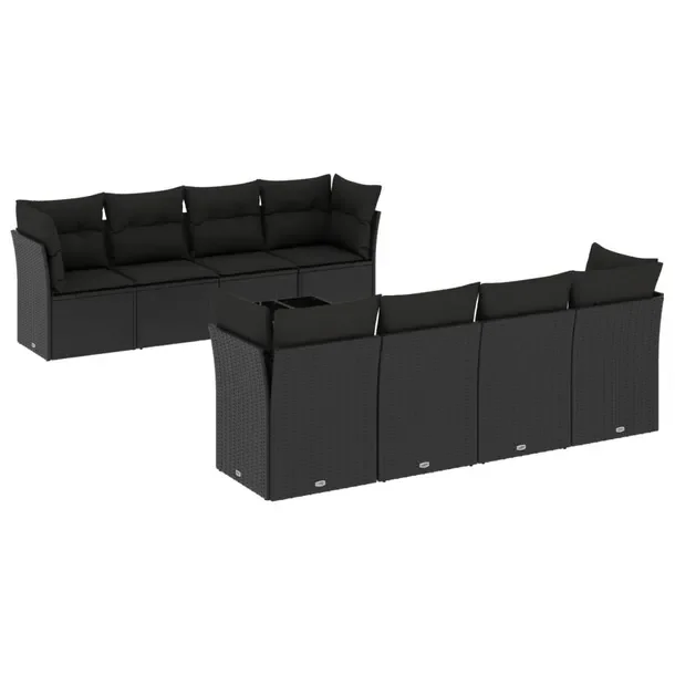 Zestaw Wypoczynkowy z Rattanu PE, Czarny, Sofa: 234x62x69 cm, Stół: 55x55