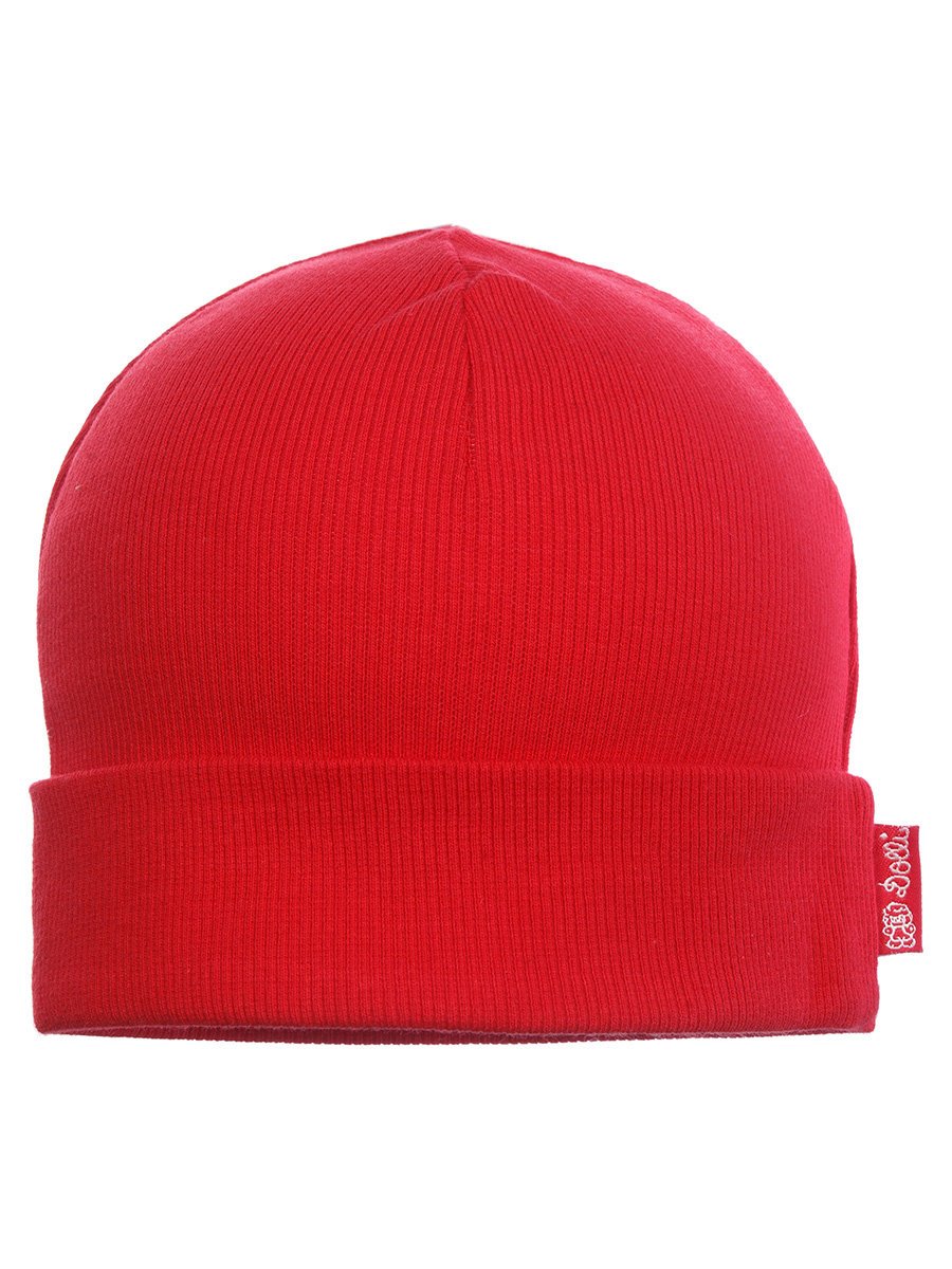 Dziecięca czapka beanie w prążki czerwona Doll r.49