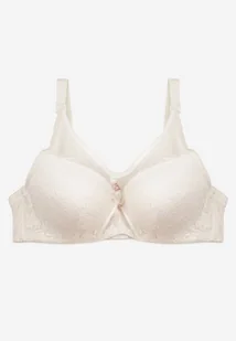 Jasnobeżowy Biustonosz Full Cup z Koronką i Cyrkoniami Filipena - Biustonosze - miniaturka - grafika 1