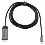Huby USB - Verbatim Kabel adapter Verbatim USB type-C M HDMI M 1,5m Thunderbolt 3 czarno-srebrny 49144 - miniaturka - grafika 1