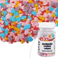 Dodatki do ciast w proszku - Posypka cukrowa SERDUSZKA KOLOROWE - RAINBOW mix Sweet Decor, 30 g - miniaturka - grafika 1