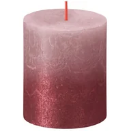 Świece - Bolsius Rustic Sunset świeca bryłowa pieńkowa rustykalna metalizowana ombre bezzapachowa 8 cm 80/68 mm -Pudrowy Róż Czerwień Ash Rose Red - miniaturka - grafika 1