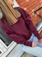 Bluzy damskie - Sempre Tu / burgundowa bluza bawełniana - miniaturka - grafika 1