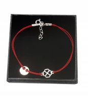 Bransoletki - Bransoletka sznurkowa KONICZYNKA na nogę SREBRO - miniaturka - grafika 1