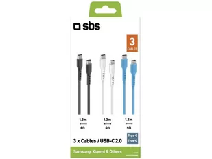 SBS Zestaw kabli SBS 3x USB-C 1.2m Czarny Biały Niebieski - Kable - miniaturka - grafika 1