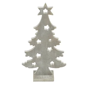 Drewniana Choinka Figurka Świąteczna 40 Cm Szara - Ozdoby bożonarodzeniowe - miniaturka - grafika 1