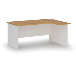 Biurko narożne PRIMO WHITE, 1600 x 1200 mm, prawe, biały/buk - Biurka - miniaturka - grafika 1
