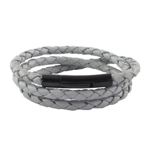 König Design skórzany naszyjnik skórzany pasek skórzana bransoletka 6 mm męski naszyjnik 17 cm - 100 cm pleciony, długość: 85 centymetrów, kolor: jasnoszary - Naszyjniki męskie - miniaturka - grafika 1