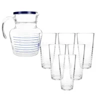 Szklanki - Luminarc Zestaw 6 szklanek z dzbankiem 1,4 l Florero Rynglit Blue - miniaturka - grafika 1