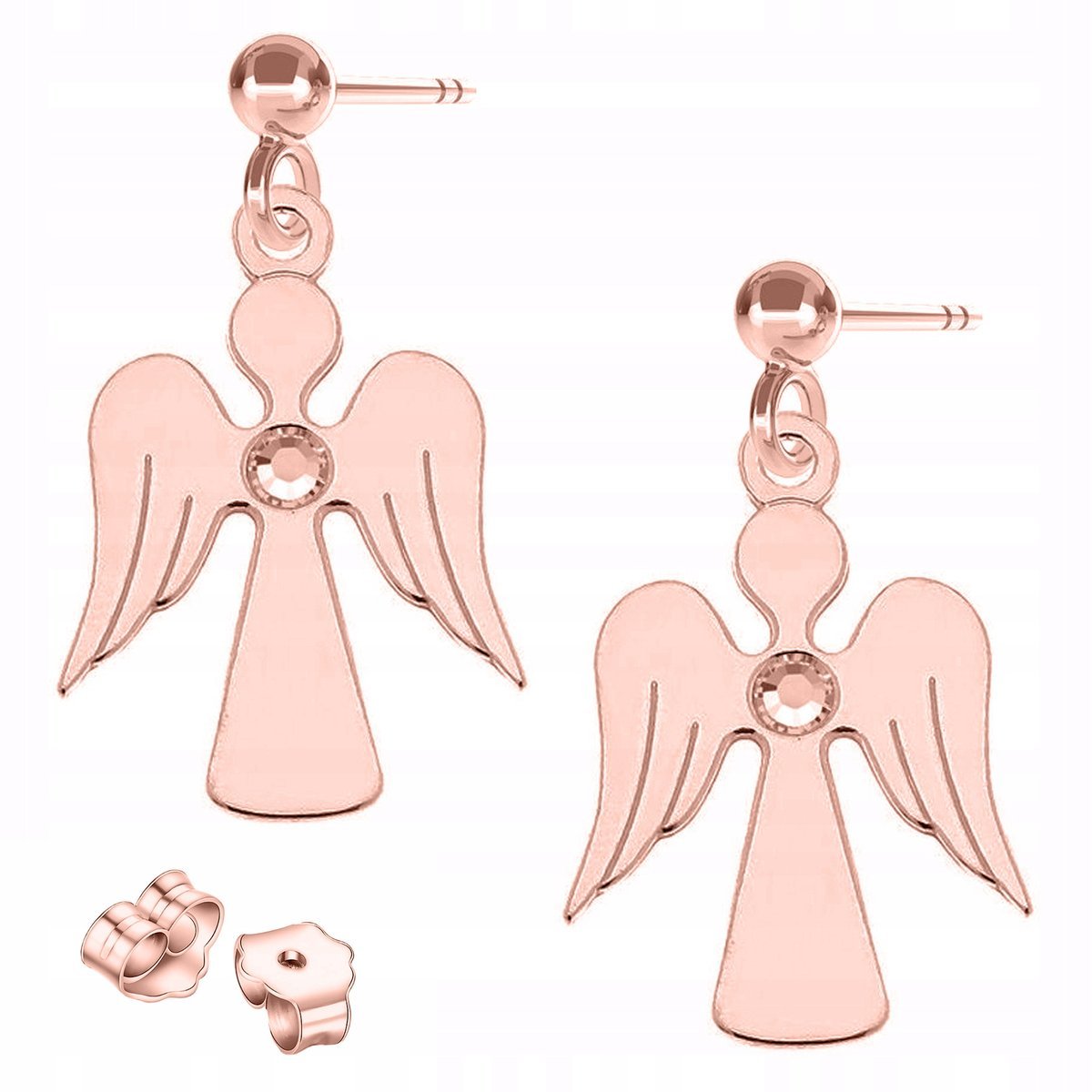 Kolczyki Pozłacane Aniołki Anioły Stróże z Cyrkonią Kryształ SREBRO 925