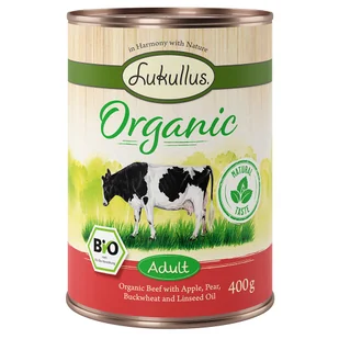 Korzystny pakiet Lukullus Organic Adult, 24 x 400 g - Wołowina z jabłkiem (bez glutenu) - Mokra karma dla psów - miniaturka - grafika 1
