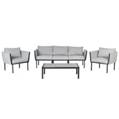 Meble ogrodowe - Beliani zestaw ogrodowy ze stolikiem dla 5 osób SKALA Metal Jasnoszary - miniaturka - grafika 1