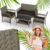 Meble ogrodowe - Zestaw Meble Ogrodowe Technorattan Na Taras Ogród Komplet Szary FILADELFIA - miniaturka - grafika 1