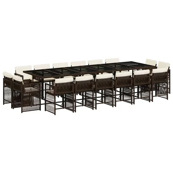 Zestaw mebli ogrodowych z brązowego rattanu PE, 330 x 106 x 73 cm