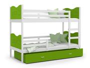 Łóżka dla dzieci i młodzieży - Łóżko piętrowe 190x80 białe zielone  MAX 3-osobowe - miniaturka - grafika 1