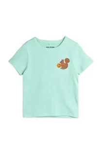 Koszulki dla dziewczynek - Mini Rodini t-shirt bawełniany dziecięcy kolor zielony z nadrukiem - grafika 1