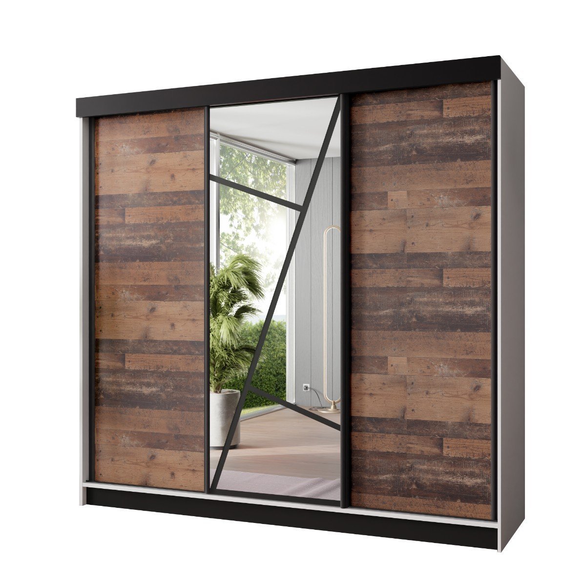 Szafa przesuwna z lustrami VENA - 250 biały i old style