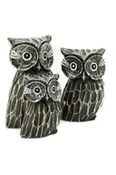 Figurki dekoracyjne - Sowa Drewniana Figurka Dekoracyjna Sówka Ozdoba Prezent Zestaw 3 Sztuk - miniaturka - grafika 1