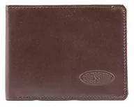 Portfele - Big Skinny Męski wąski skórzany podwójnie składany wąski portfel, pomieści do 25 kart, brązowy - miniaturka - grafika 1
