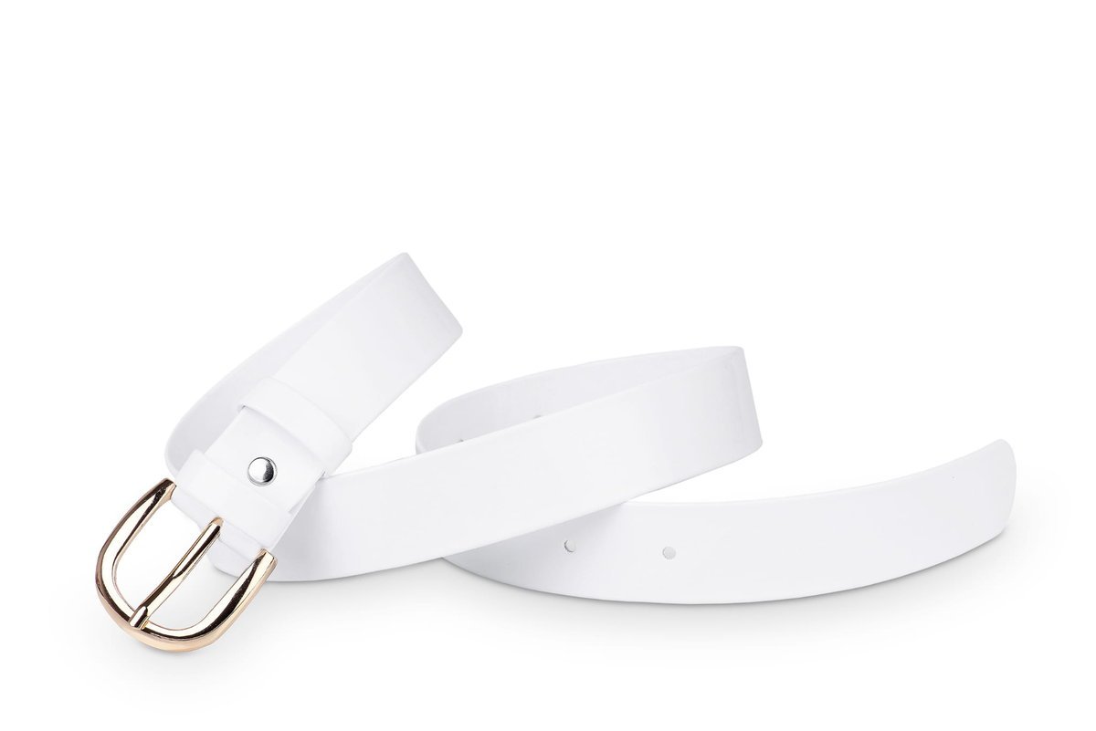 Pasek damski klasyczny biały lakier 3 cm