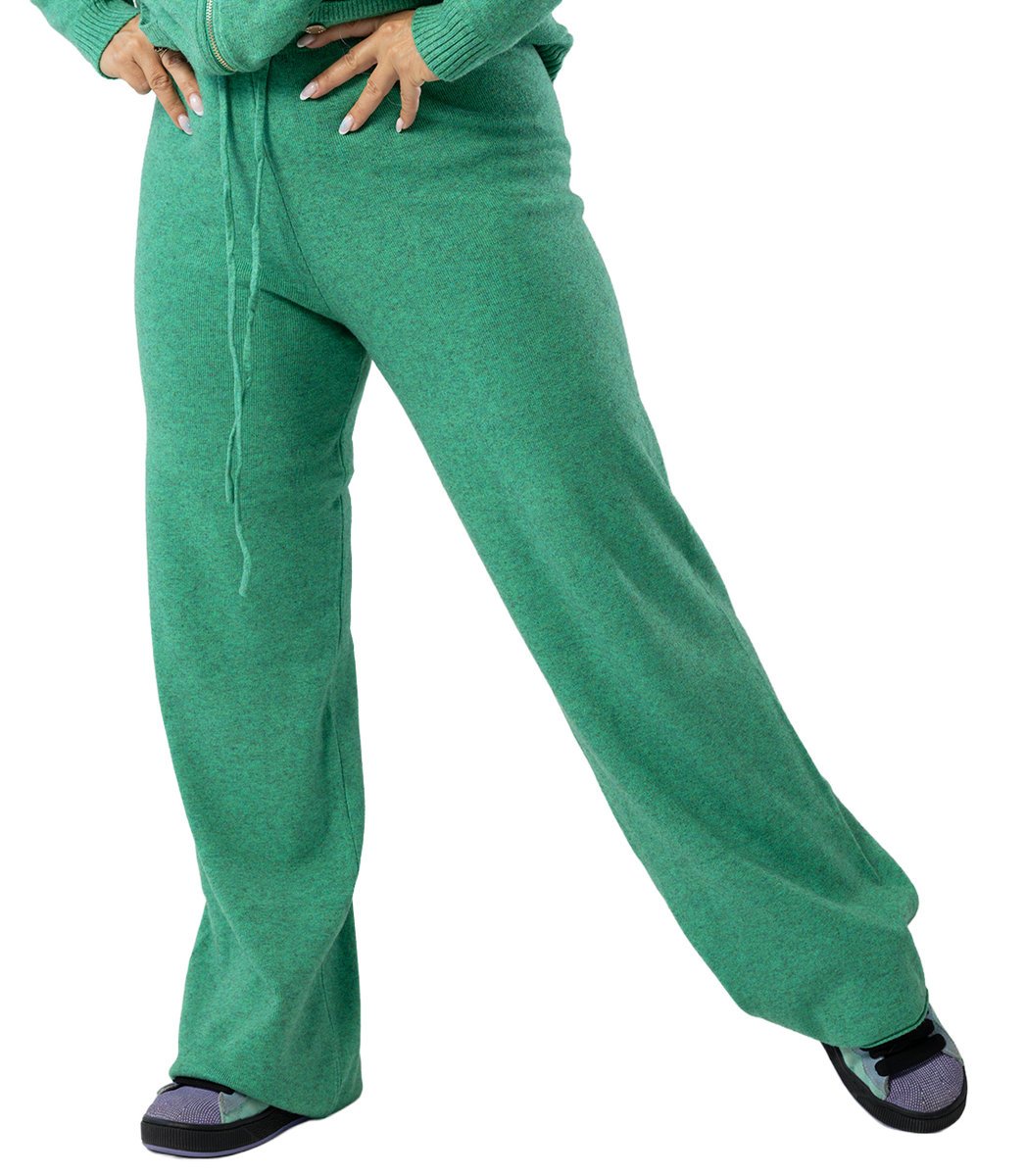 Luźne spodnie z melanżowej dzianiny AMELIA-L/XL