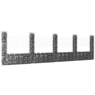 Vidaxl shumee 5 słupków gabionowych U kształtnych 500x20x150 cm żelaznych - Ogrodzenia - miniaturka - grafika 1