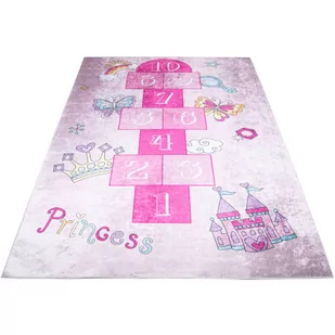 Różowy dywan dziecięcy z grą w klasy dla dziewczynki - Lopa 3X - Dywany dla dzieci - miniaturka - grafika 1