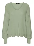 Swetry damskie - VERO MODA Vmnewlexsun Scallop Ls V-Neck Pull Ga sweter damski, Reseda, XS - miniaturka - grafika 1