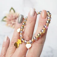 Bransoletki - ŚLICZNA BRANSOLETKA z misiem i serduszkami z masą perłową - miniaturka - grafika 1