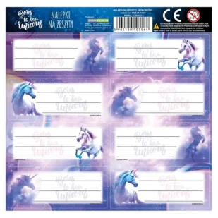 Nalepki na zeszyty Jednorożec (25szt) - DERFORM - Szkolne artykuły papiernicze - miniaturka - grafika 1