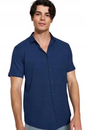 TRENDYOL GRANATOWA KOSZULA MĘSKA CASUAL Z KRÓTKIM RĘKAWEM XXL 5_A