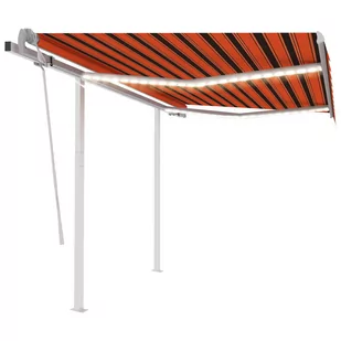 VidaXL Lumarko Ręcznie zwijana markiza z LED, 3x2,5 m, pomarańczowo-brązowa - Markizy - miniaturka - grafika 1