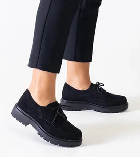 Czarne casualowe sznurowane półbuty z eko-zamszu Eduardana - Gemre - Półbuty damskie - miniaturka - grafika 1