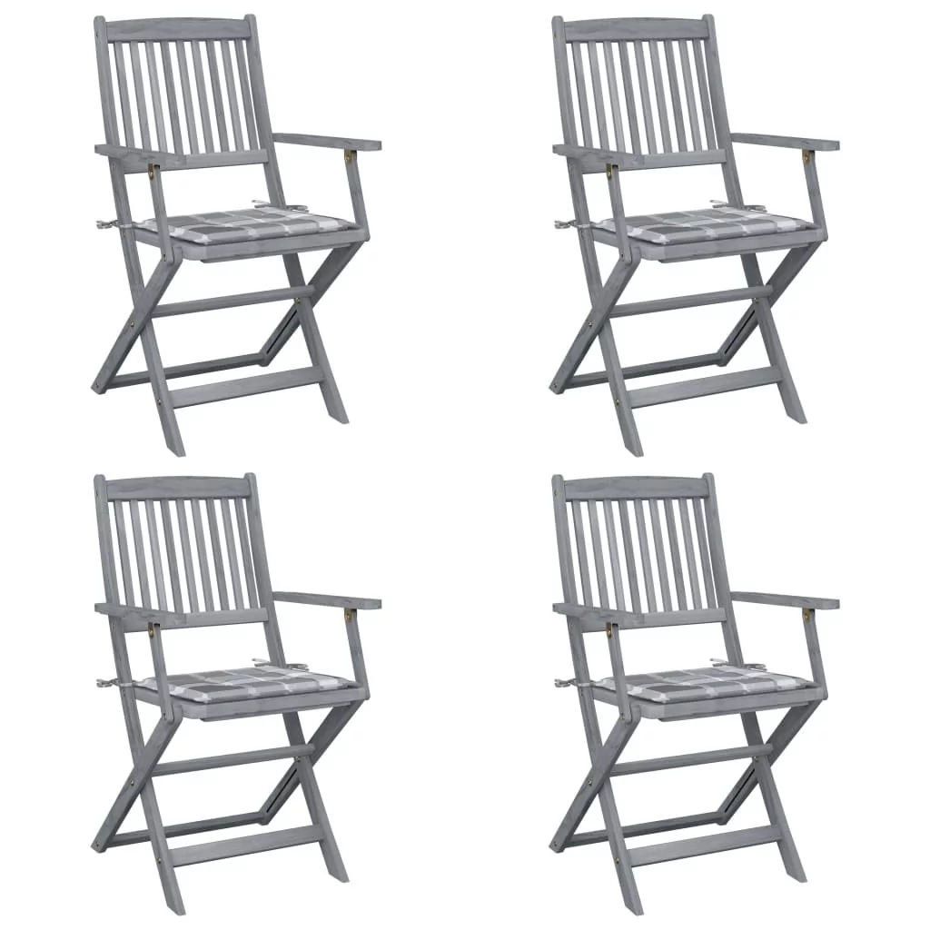 vidaXL Lumarko Składane krzesła ogrodowe z poduszkami, 4 szt., drewno akacjowe! 3064523