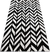 Dywany - Dywan nowoczesny MUNDO E0571 jodełka, chevron outdoor beż / czarny 200x290 cm - miniaturka - grafika 1