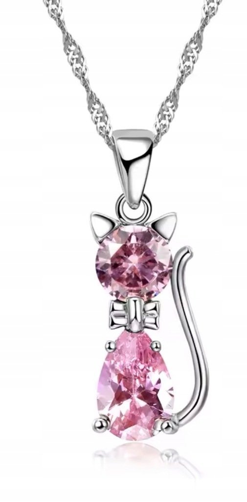 Naszyjnik łańcuszek Kot Cat Kotek diamenty prezent Y2K streetwear