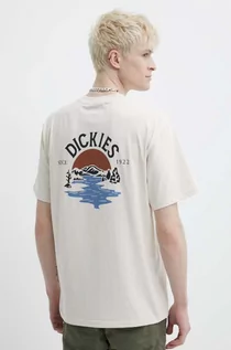 Koszulki męskie - Dickies t-shirt bawełniany BEACH TEE SS męski kolor beżowy z nadrukiem DK0A4YRD - grafika 1