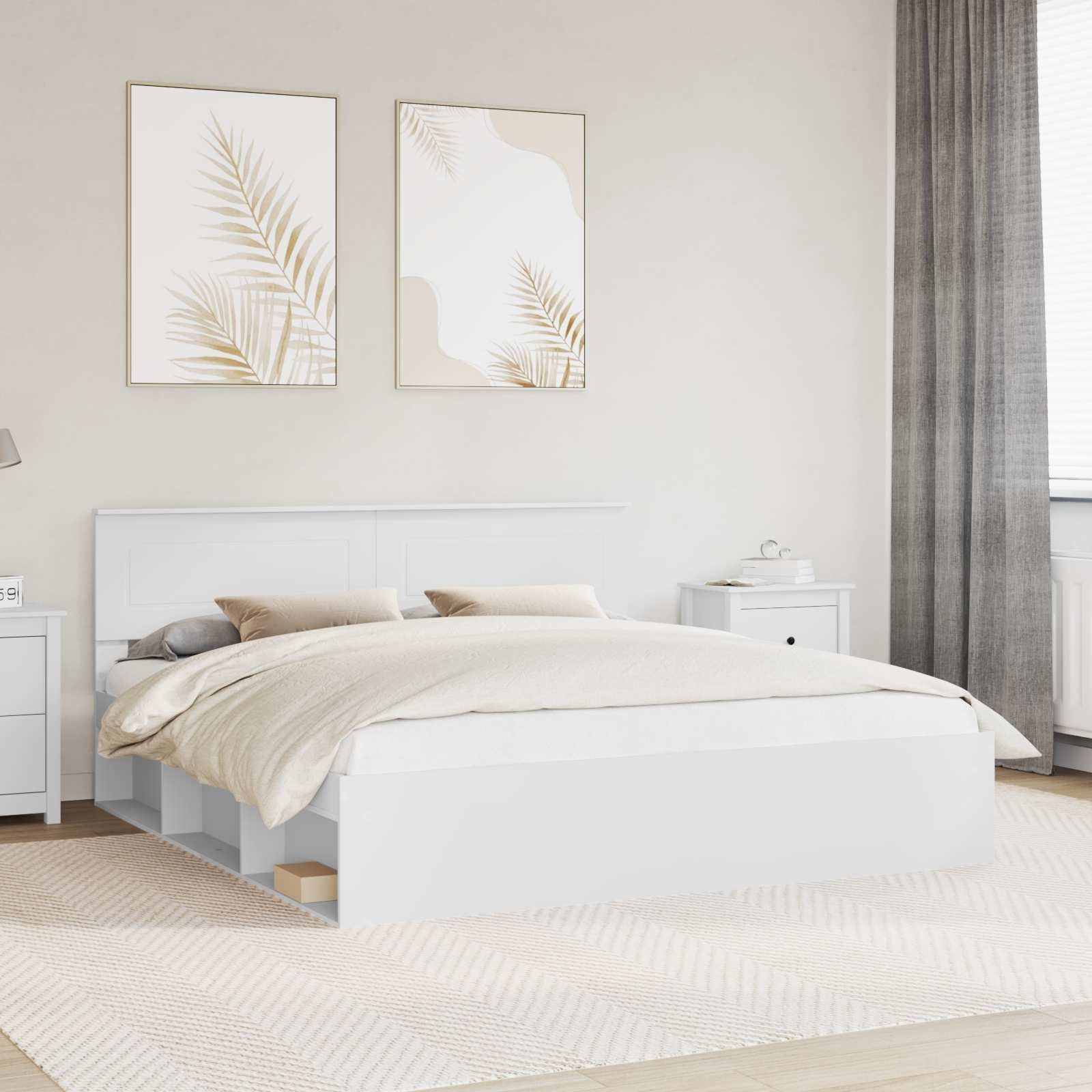 vidaXL Ramka łóżka Biały 200 x 200 cm Materiał drewnopochodny