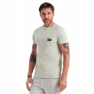 Koszulki męskie - Casualowy t-shirt męski 100% bawełna bladozielony V2 OM-TSCT-0109 XXL - miniaturka - grafika 1