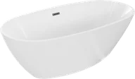 Wanny - Mexen Eris wanna wolnostojąca 180 x 80 cm, biała, przelew gun gray szczotkowany - 53441808000-66 - miniaturka - grafika 1