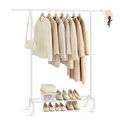 Wieszaki i stojaki - Mobilny wieszak na ubrania 156 cm biały - miniaturka - grafika 1