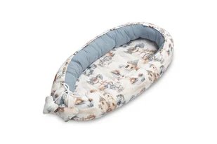 KOKON MUŚLIN SMOKI JEANS 80x45 - Kokony niemowlęce - miniaturka - grafika 1