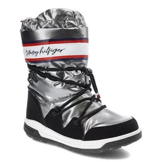 Śniegowce damskie - Srebrne Śniegowce Tommy Hilfiger Damskie Buty - grafika 1