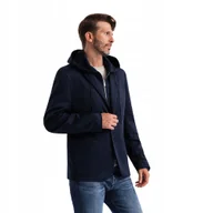 Marynarki męskie - Marynarka męska z odpinaną podpinką i kapturem granatowa V2 OM-BLZB-0126 M - miniaturka - grafika 1